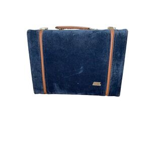 Vintage ARIES Backgammon Set Blue Velvet Travel Case Dice Cups Latch Issue